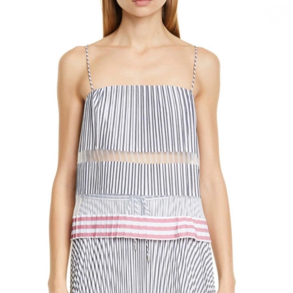 Club Monaco Sunburst Pleated Tank Red/White/Blue M NEW